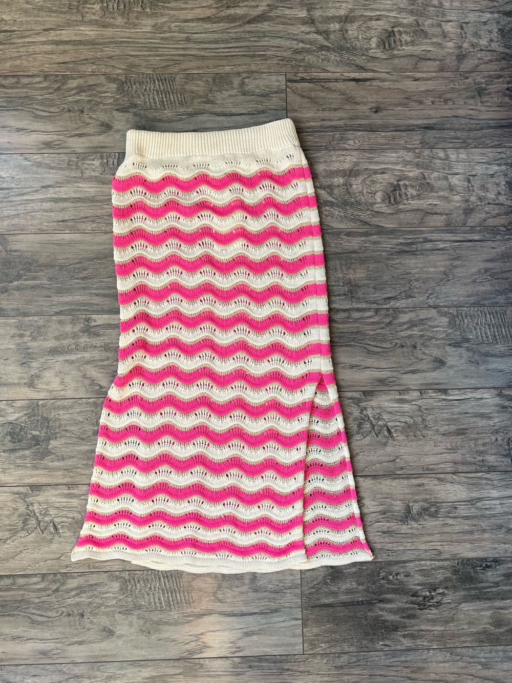 NWT Floris Italy Organic Cotton Metallic Wave Knit Midi Skirt - M/L